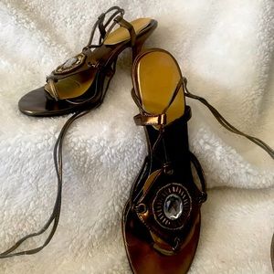 Size 10 Bronze Strappy Thong Sandals